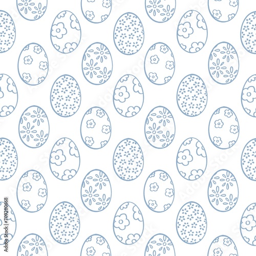 Easter eggs seamless pattern background. Easter doodle Illustration.