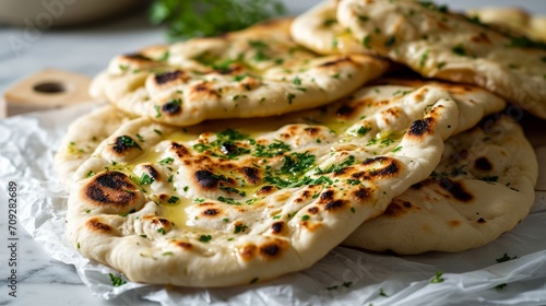 Butter garlic naan, traditional Indian food. photo