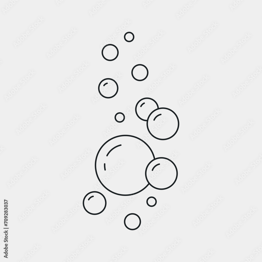 Bubbles under water line icon. Soap, lemonade, fizzy drink, oxygen air, cosmetics. Vector illustration Bubbles under water line icon. Soap, lemonade, fizzy drink, oxygen air, cosmetics. Vector illustration