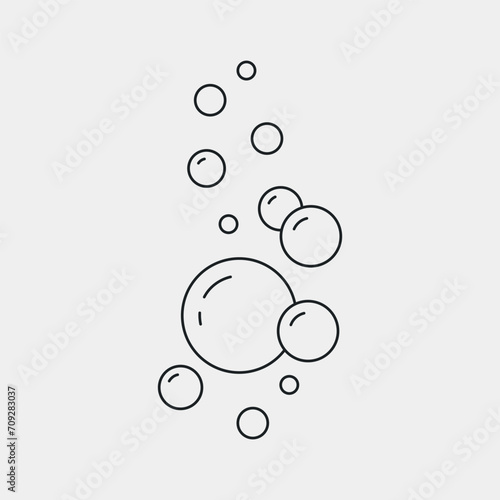 Bubbles under water line icon. Soap, lemonade, fizzy drink, oxygen air, cosmetics. Vector illustration