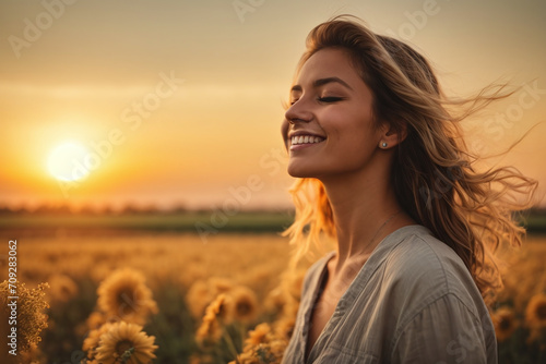 portrait of a woman in field