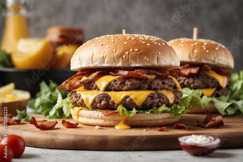 hamburger on a table