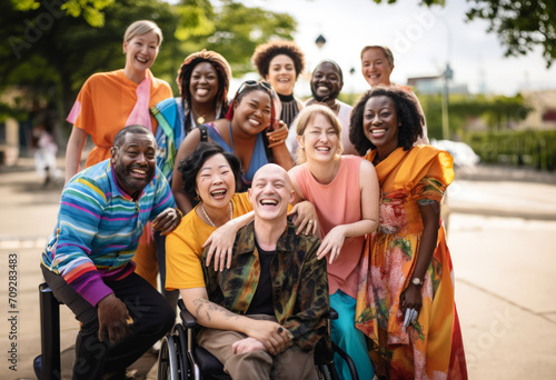 Group of people with disabilities celebrate diversity and   multicultural 