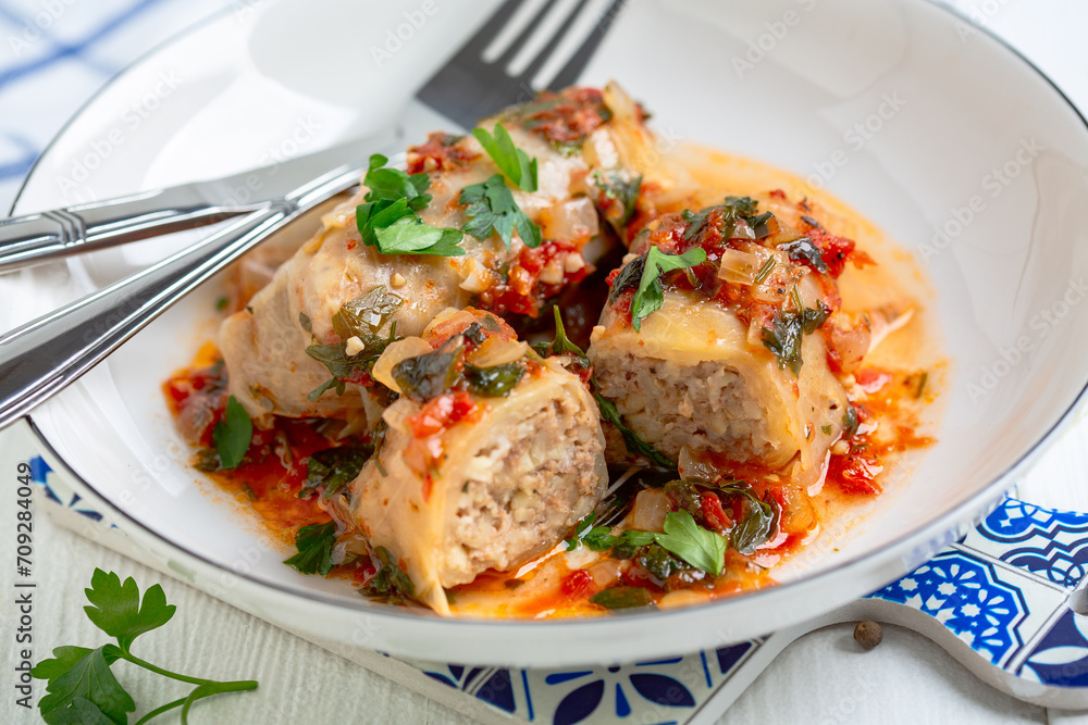 Cabbage rolls with meat and bulgur or rice. Cabbage rolls with meat and bulgur or rice.