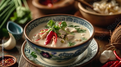 Thailand's delicious national dish, soup Tom kha gai  photo