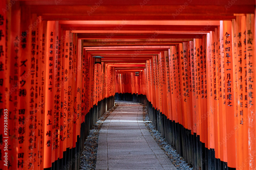 Fototapeta premium Fushimi Inari Taisha Torii Schrein der tausend Torii in Kyoto