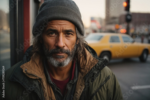 homeless man sitting on the street © Magic Art