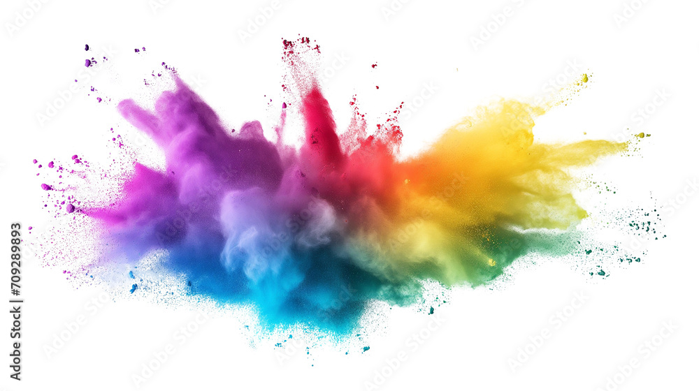 Multicolored Holi Powder Burst on Transparent Background