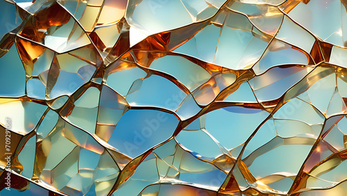 Abstract Patterns and Background of Broken tinted glass with unique colours and texture
