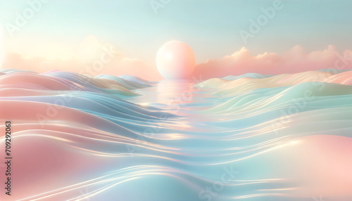 Serenity of Rolling Hills and Tranquil Waters with pastel colors