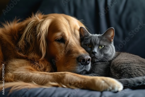 Golden Hound and cute cat