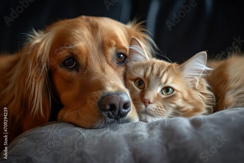 Golden Hound and cute cat