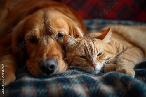 Golden Hound and cute cat