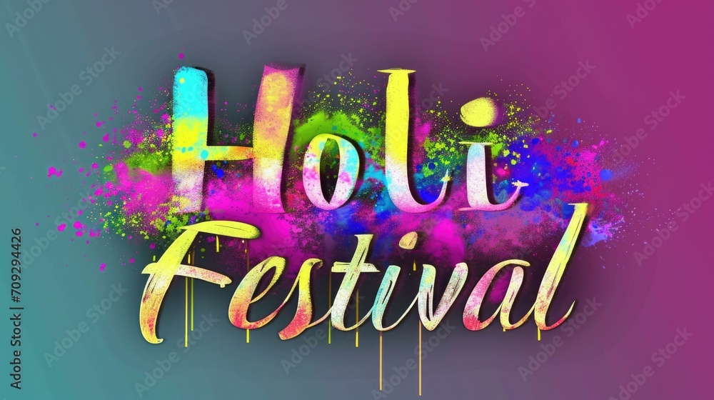  Traditional indian holiday. Colorful Holi festival background for posters.