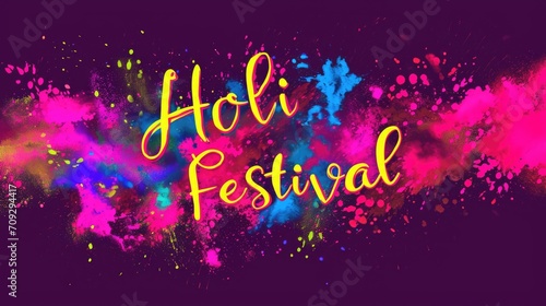  Traditional indian holiday. Colorful Holi festival background for posters.
