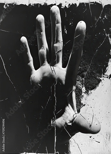 Hand of a person in black and white
