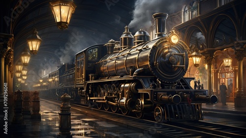 photo of a steampunk train station