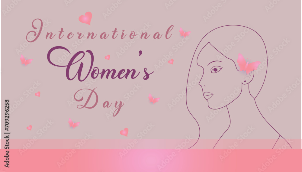 Vector international women's day, happy women's day march 8 text with woman or women's day poster, banner design. Vector international women's day, happy women's day march 8 text with woman or women's day poster, banner design.