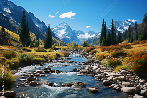 Nature Landscape With Dwindling River photo