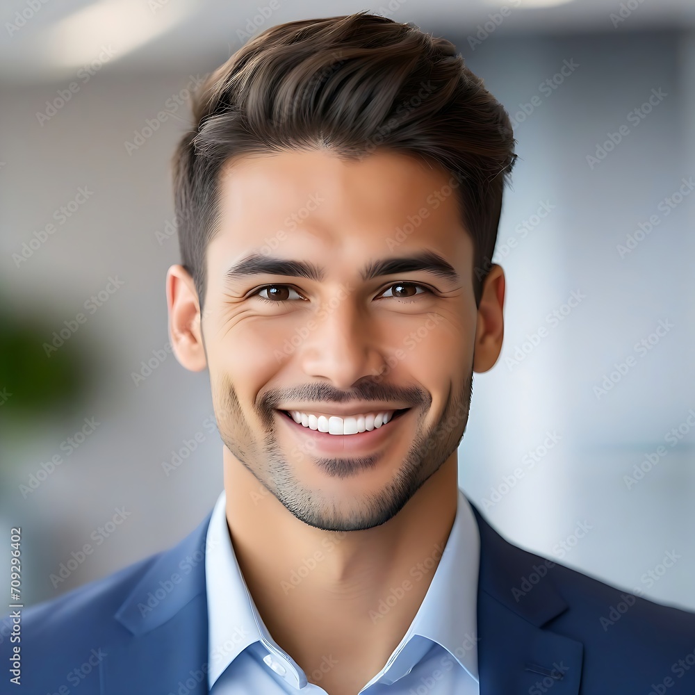 Smiling handsome young business man looking at camera in office, headshot close up corporate portrait. Happy Latin businessman, male entrepreneur, professional manager or company employee at work. Smiling handsome young business man looking at camera in office, headshot close up corporate portrait. Happy Latin businessman, male entrepreneur, professional manager or company employee at work.