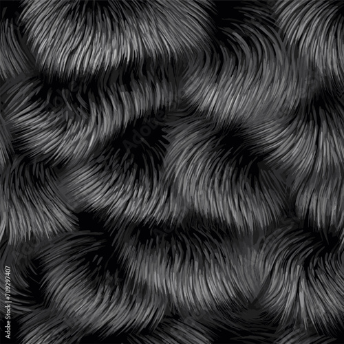 Fur repeated background. Furry fuzzy seamless pattern, hairy animal engraved texture vector illustration