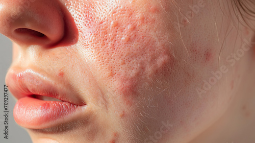 Detailed Skin Condition: Focus on Facial Rosacea photo