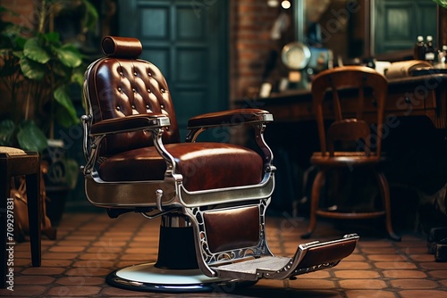 modern and stylish barber shop interior with professional tools and equipment at a hair salon © Viktoria