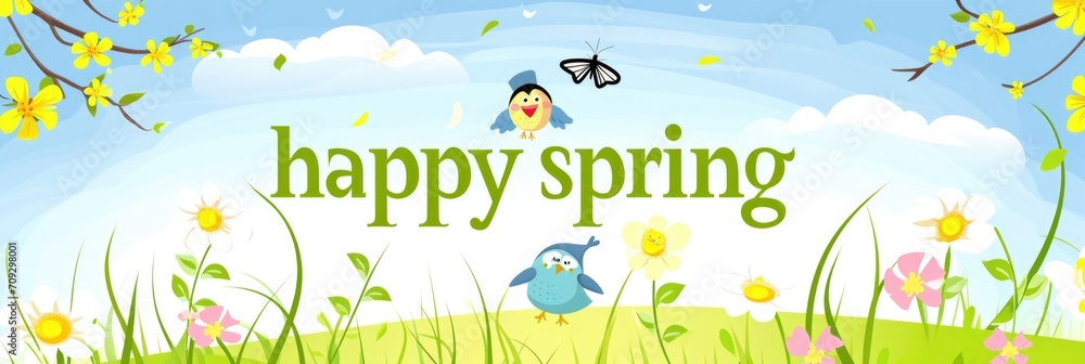 Happy Spring Typographical Background