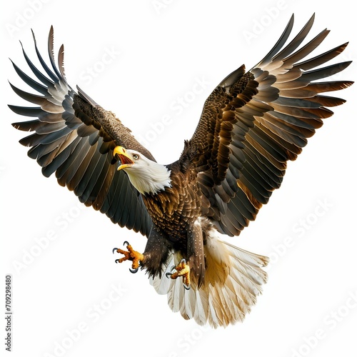 Majestic Eagle Screeching Isolated on White. Generative ai