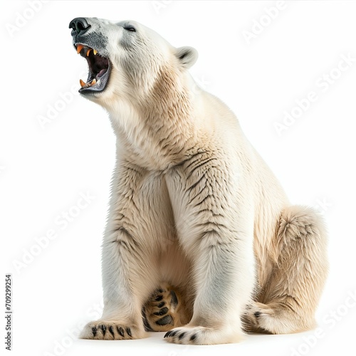Polar Bear Roaring Isolated on White Background. Generative ai