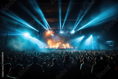 The electric energy of the rock concert enveloped the audience as they swayed and sang along to the pulsating beats in the vibrant music venue, creating a mesmerizing event that left everyone raving 