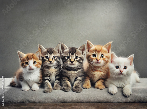 Cute kittens. Group of cat babies .ai generated