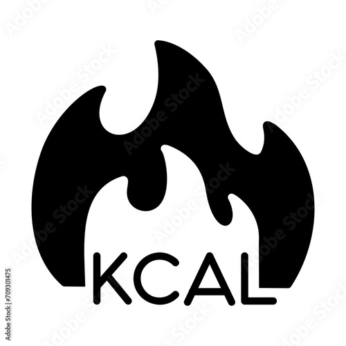Kcal fire vector icon. Calorie burn, fat burning