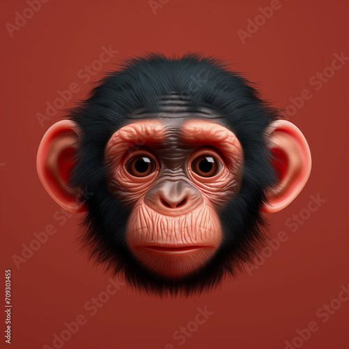 Close up portrait of a cute baby chimpanzee © sailorsoul33