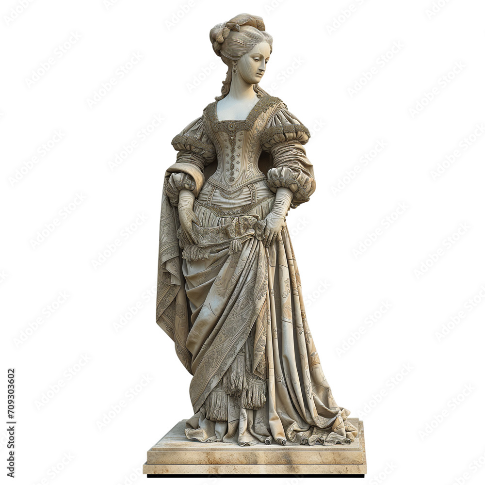 Classical Lady Statue on Transparent Background
