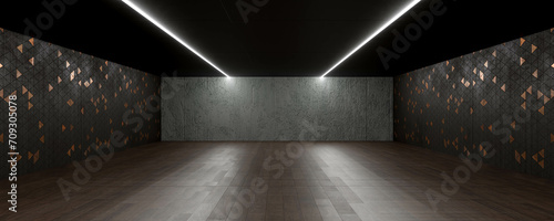 Fototapeta Naklejka Na Ścianę i Meble -  An Illuminated Empty Room 3d render illustration