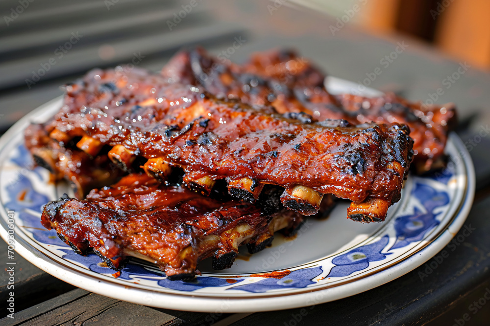 Delicious barbecue ribs, tasty bbq food