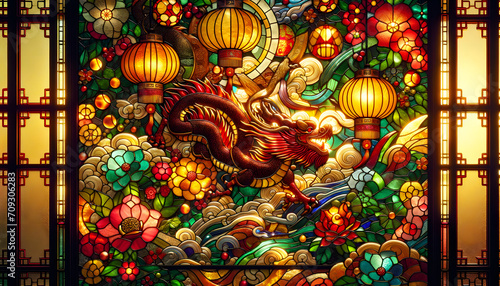 Wallpaper Mural stained glass chinese new year Torontodigital.ca
