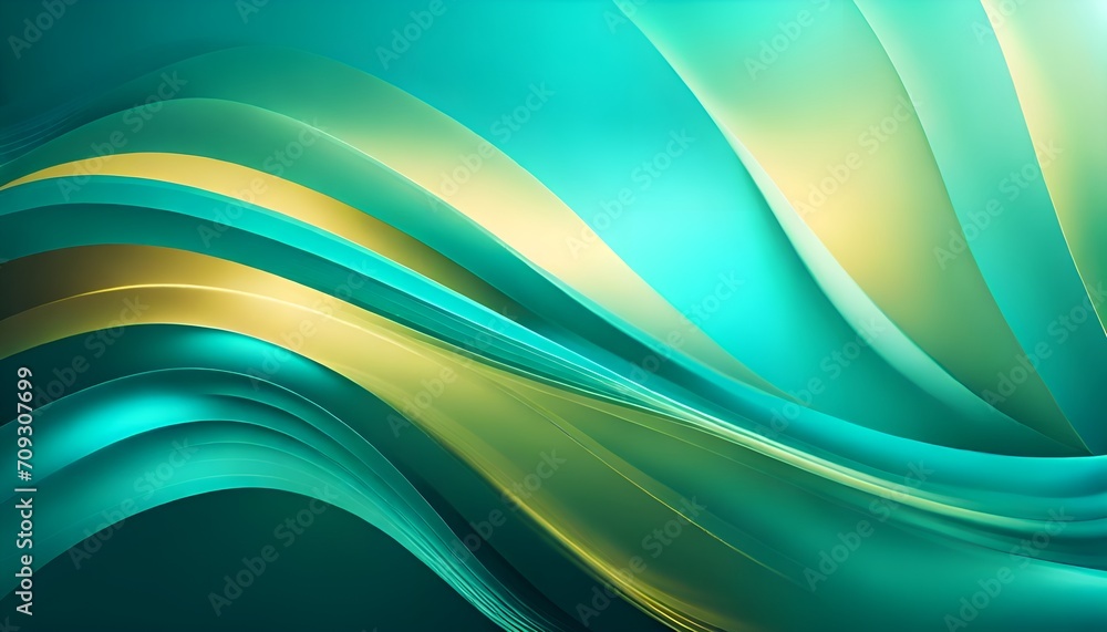 Obraz premium An abstract blue green background with wavy lines and sparkle.