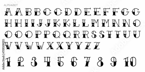 Alphabet Split Monogram  Split Letter Monogram  Alphabet Frame Font. Laser cut template. Initial monogram letters