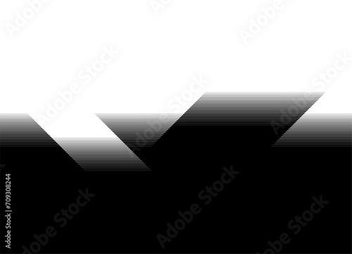 Vector horizontal transition from black to white with geometric shapes. Striped pattern. Vector background in origami style. Halftone  Paper.