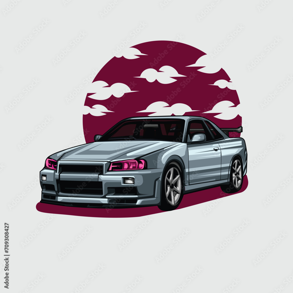  sport car vector template illustration can use logo t shirt apparel sticker group community