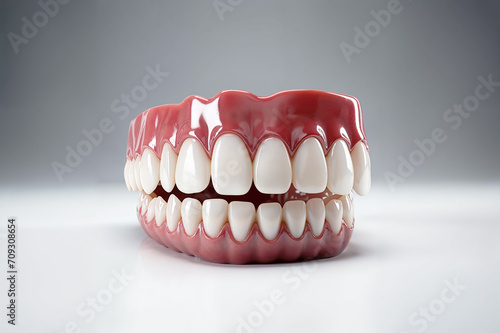 Model of a human set of teeth against a white background