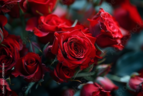 Close-up of fresh dark red rose texture background.