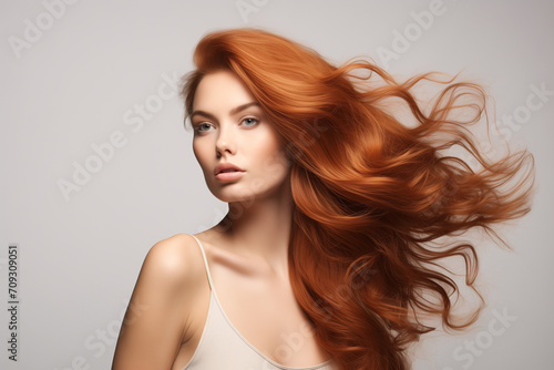 portrait of a woman with beauty red hair
