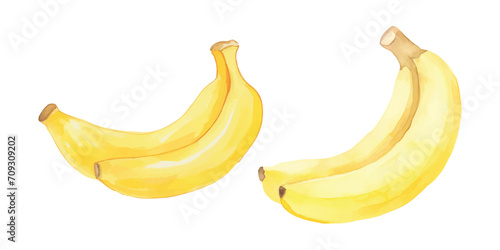 cute banana fruit watercolor isolate white background