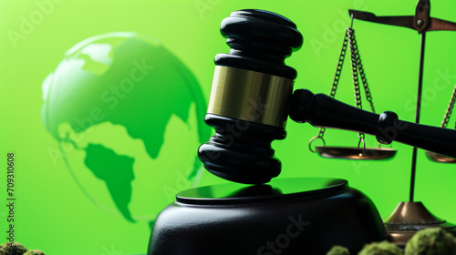 Environmental Law and Judge's Gavel, Environmental Protection Law, Anti-Global Warming Law, Business Concept, Company Law and Ethics, Regulation Law