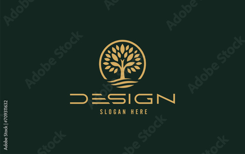 Tree vector icon. Nature trees vector illustration logo design.