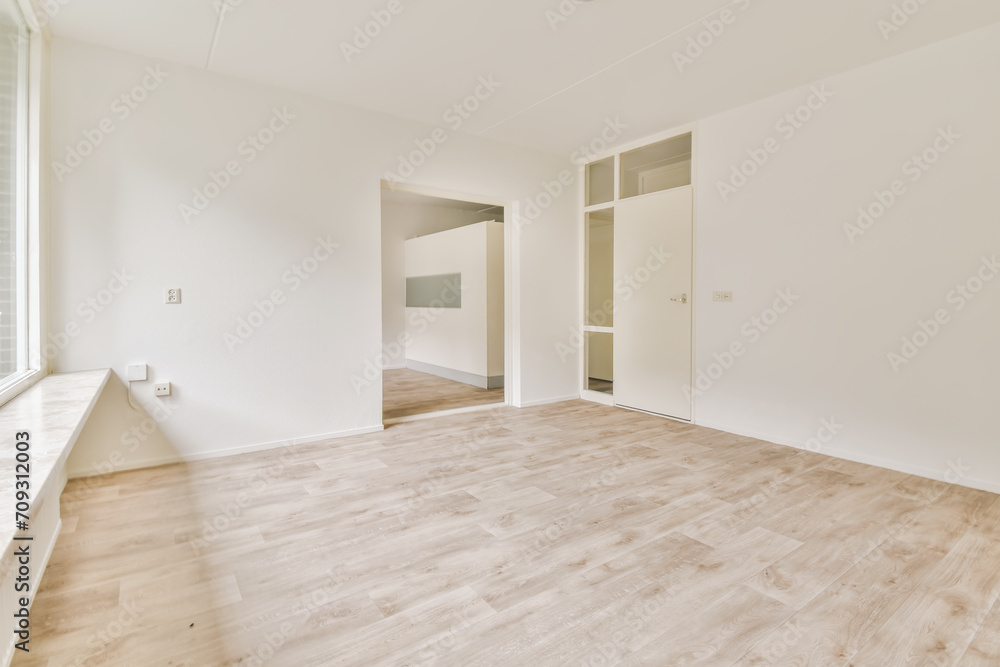 Modern empty room with wooden floor and white walls Modern empty room with wooden floor and white walls