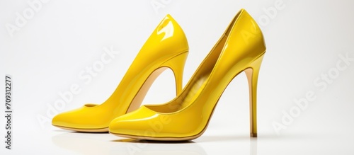 yellow high heeled shoes